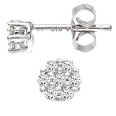 0.15ct Round Diamond Cluster Stud Earrings in 9ct White Gold